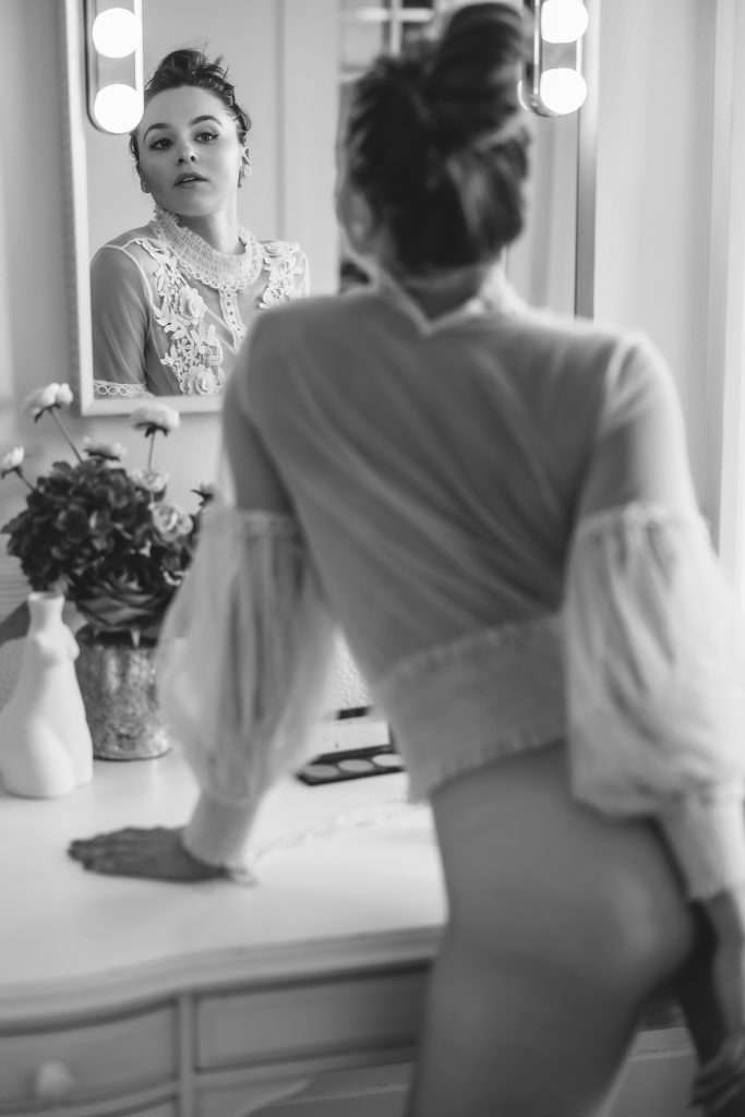 boston natural light studio black and white boudoir portraits