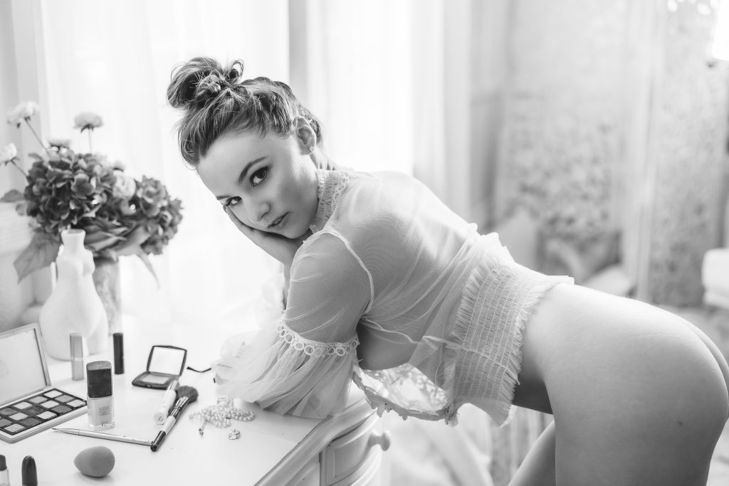 boston natural light studio black and white boudoir portraits